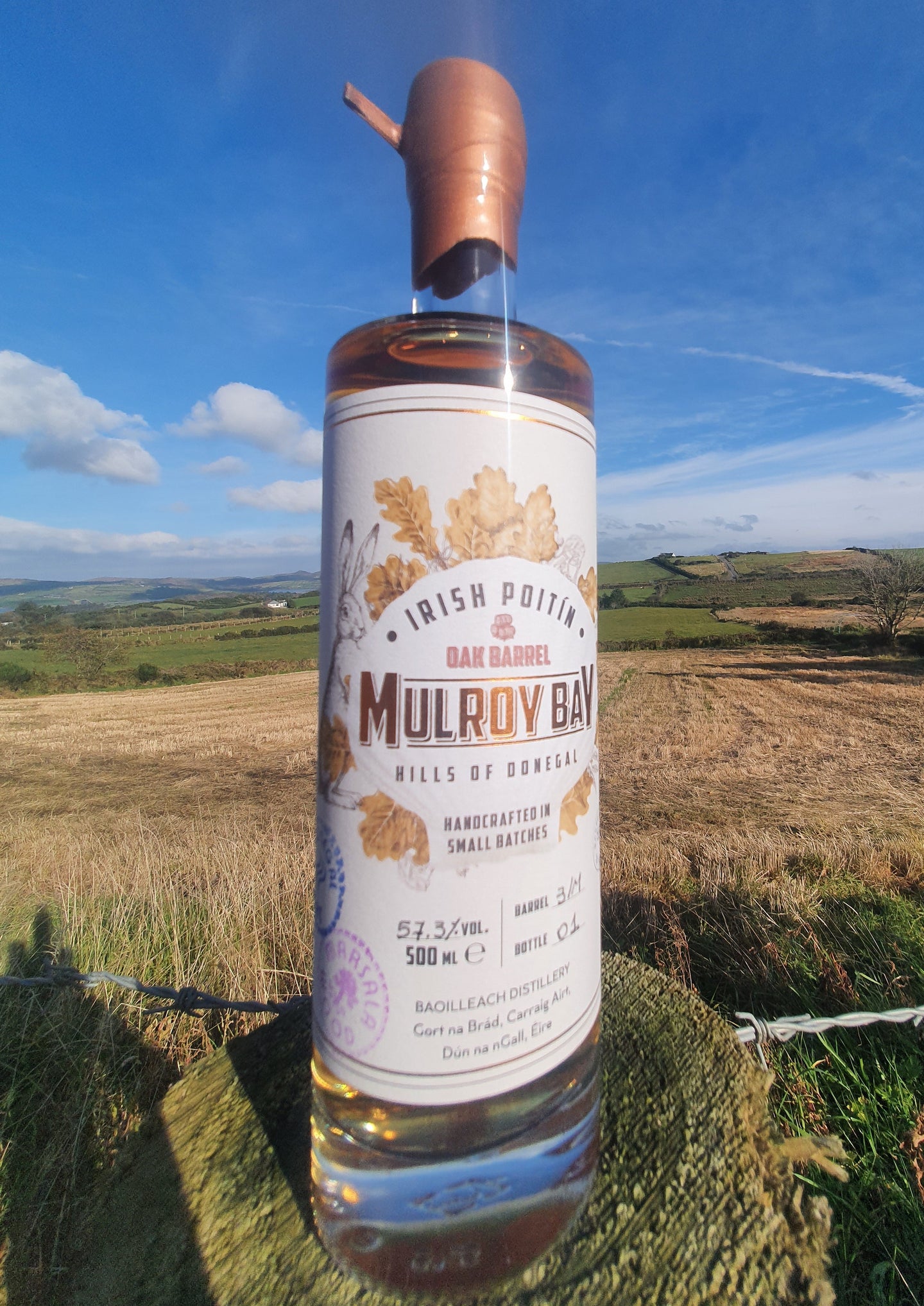 Mulroy Bay - Irish Poitín 57.3%  - Batch 1 Barrel Rested  Peat & Marsala - 500ml