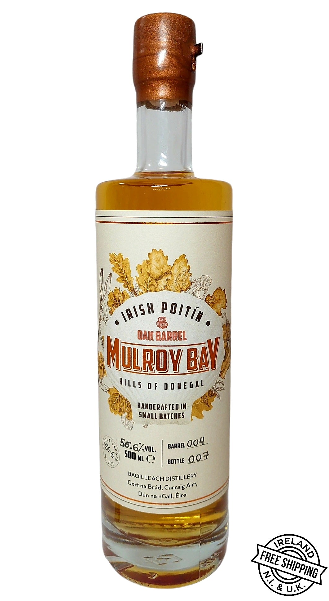 Mulroy Bay - Irish Poitín 56.6% - Oak Barrel Rested 500ml