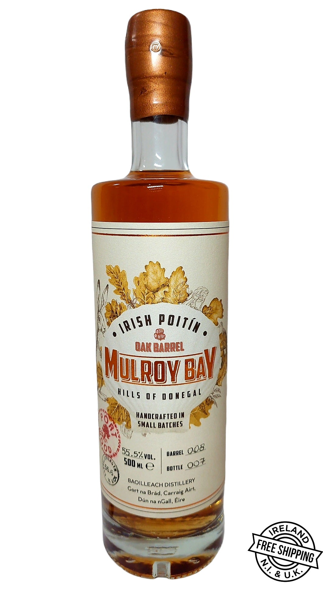 Mulroy Bay - Irish Poitín 55.5% - Barrel Rested Port Wood - 500ml